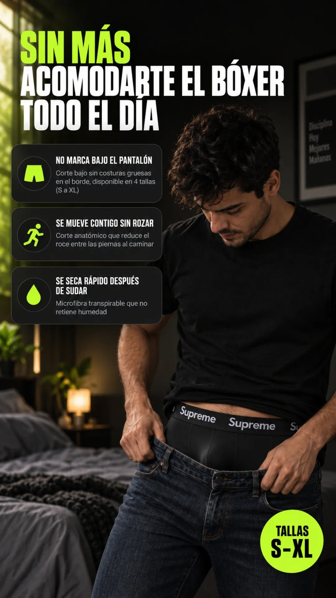 Beneficios del bóxer: no marca, se mueve sin rozar y seca rápido.