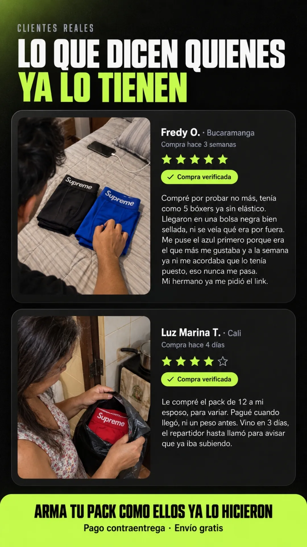Testimonios verificados de clientes.